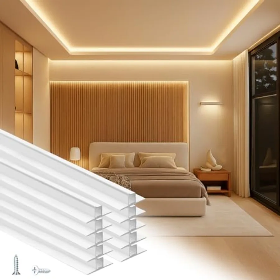 Paquete de 10 Canales LED de Aluminio en Forma de T de 3.3 Pies/1 M para Empotrar en Yeso, con Difusor Lechoso, para Tiras de Luz LED Blancas