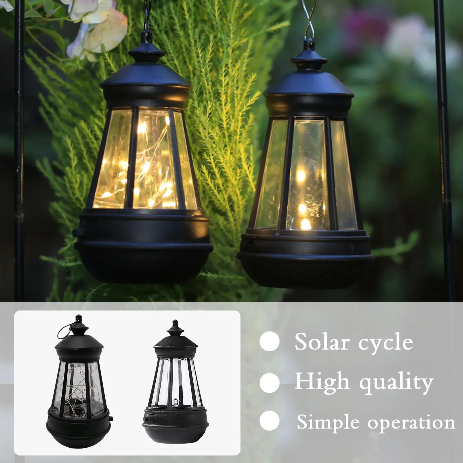 Solar Lamps 2v 40ma Waterproof Led Retro Lantern Hanging Camping Yard Outdoor Balconies Decoration Garden Light Party Home Y0h5