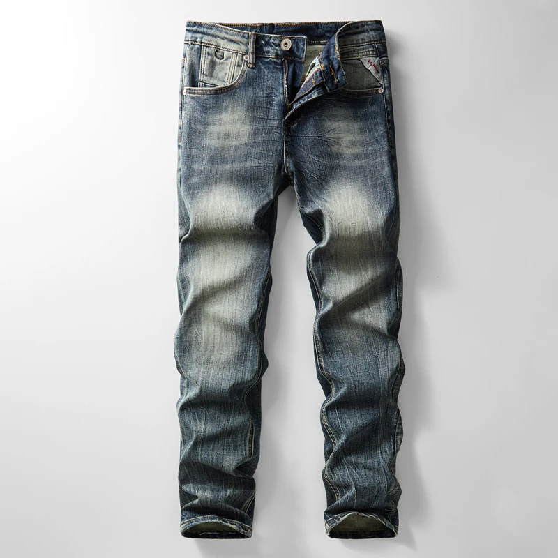 2024 outono/inverno novo americano denim casacos conjunto clássico simples e versátil lavado elástico cowboy jeans roupas para homem