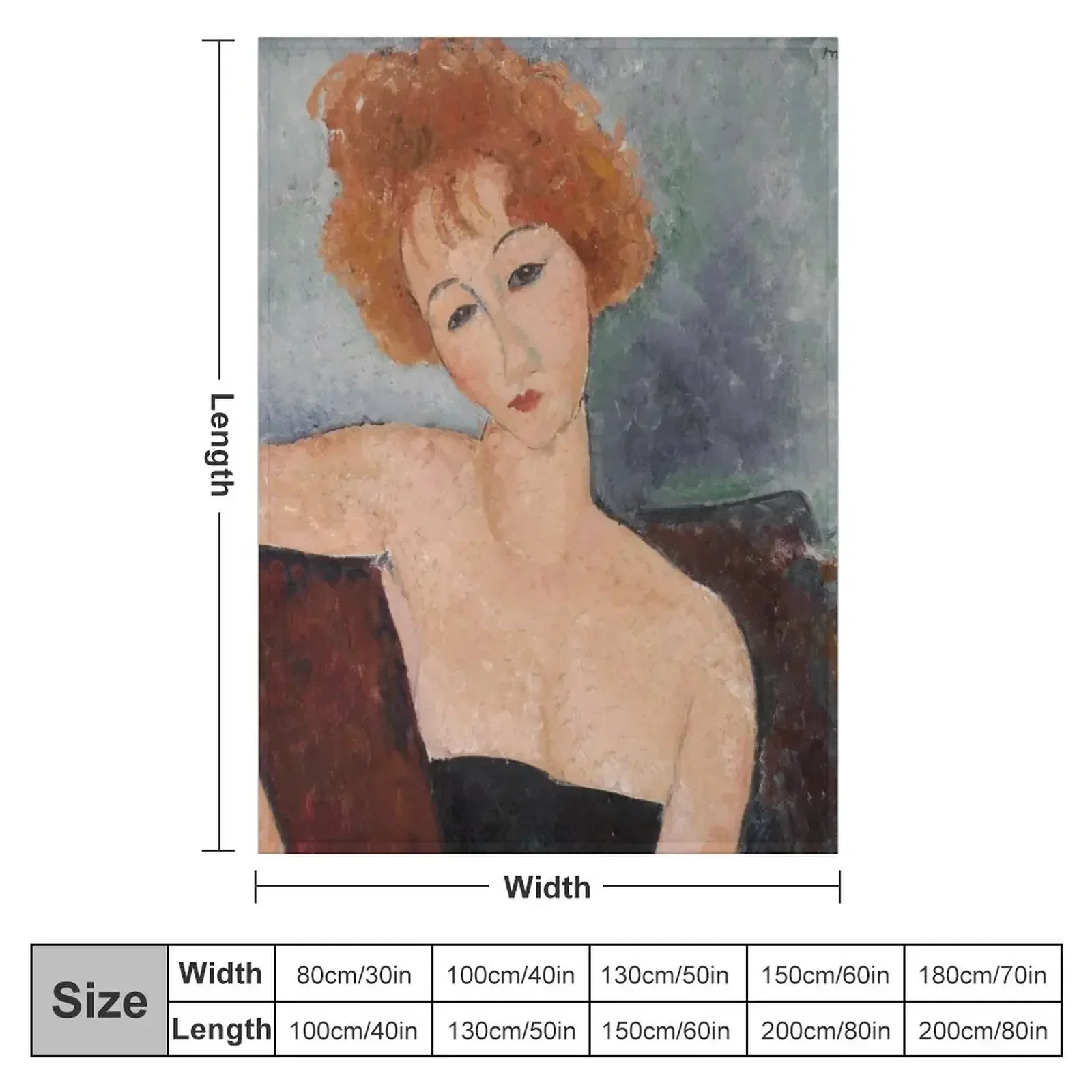 Amedeo Modigliani. Redheaded Girl in Evening Dress, 1918. Throw Blanket Large Sofa Throw Shaggy Nap Blankets