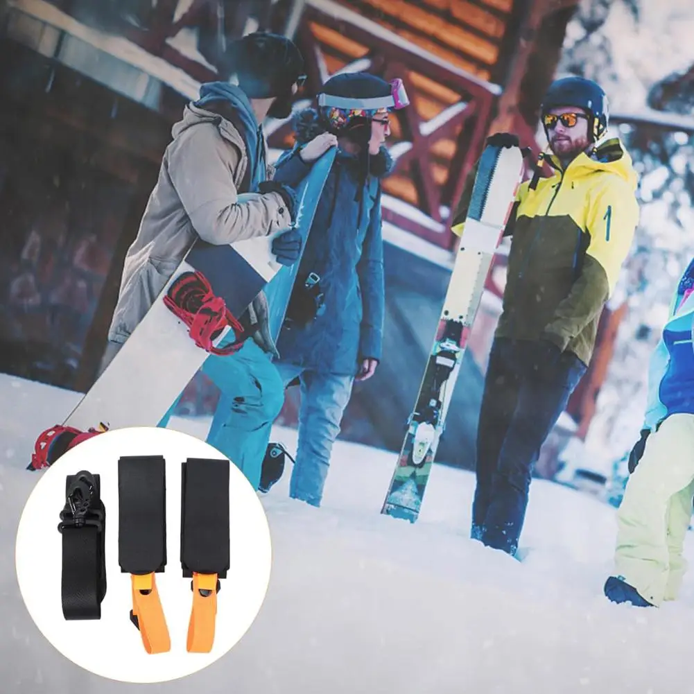 Ski Pole Carrying Strap Nylon Adjustable Ski Pole Shoulder Fixed Strap Ant-Slip Skiboard Strap With Accessories Pad Skiing D9C3