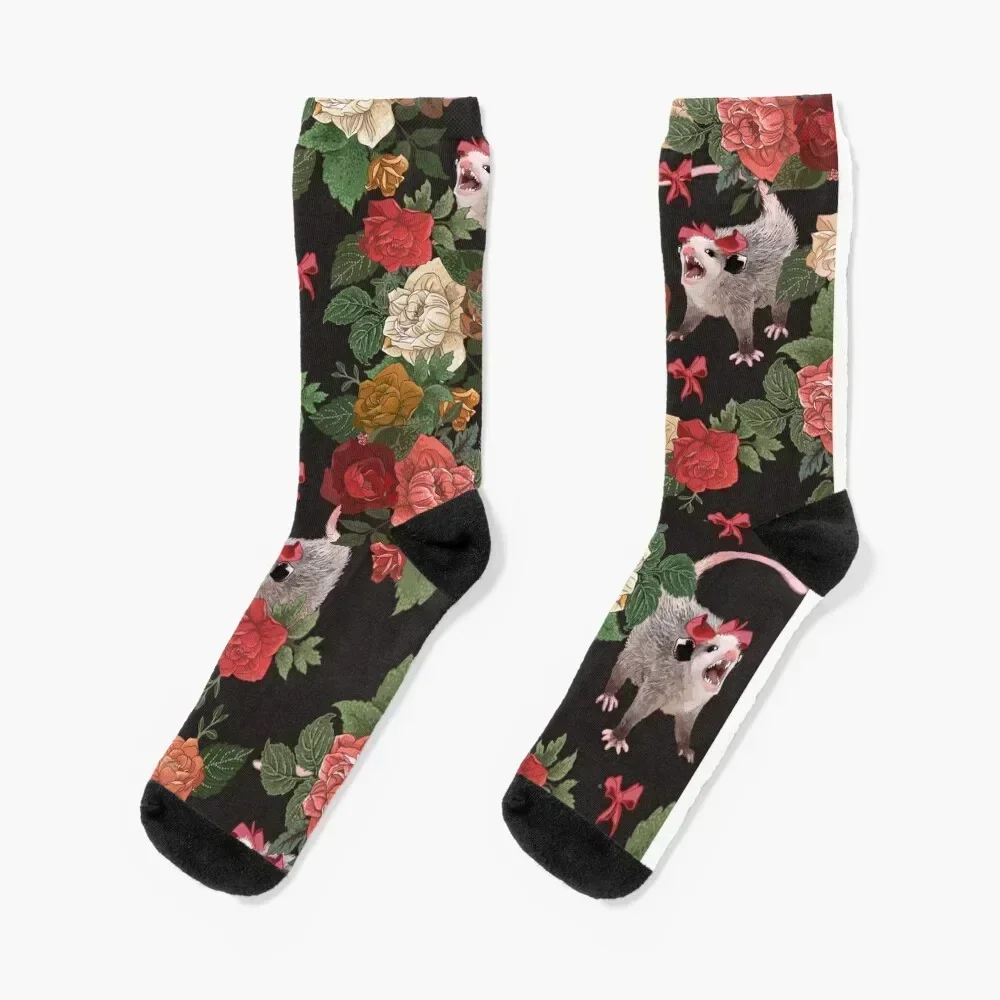 

Opossum floral pattern Socks Lots halloween compression hip hop Socks For Girls Men's