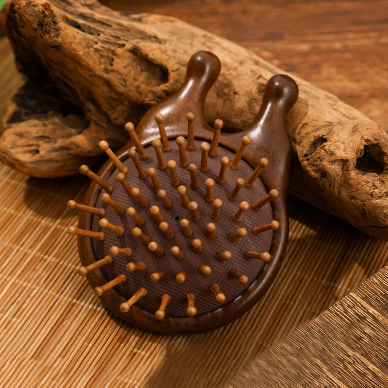 1Pcs Grenouille Massage Air Cushion Comb Sandalwood Anti-Static Detangling Scalp Scraping Hair Brush For Long Thick Curly Hair