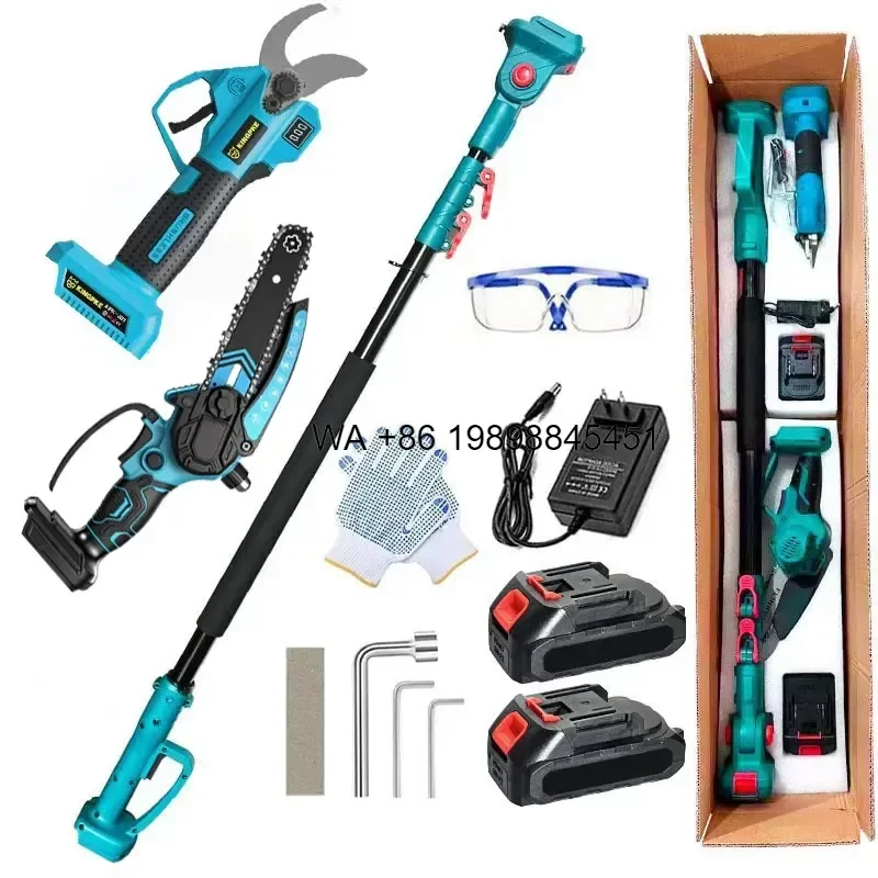 Wmwmnu for Gardening Tools Set 3 in 1 High Pruning Shears Cordless Pruning Shears Chainsaw with Telescopic Pole
