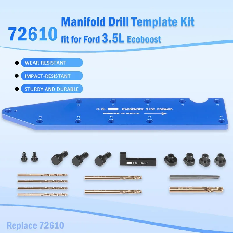 72610 Manifold Drill Template Kit fit for Ford 3.5L Ecoboost Motors Removes Broken Exhaust Manifold