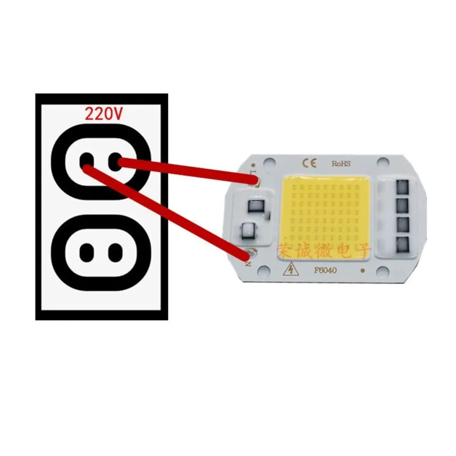 Perles de lampe COB 50 W, éclairage AC 220V 240V IP65 IC Intelligent sans pilote, budgétaire, puce extérieure, bricolage