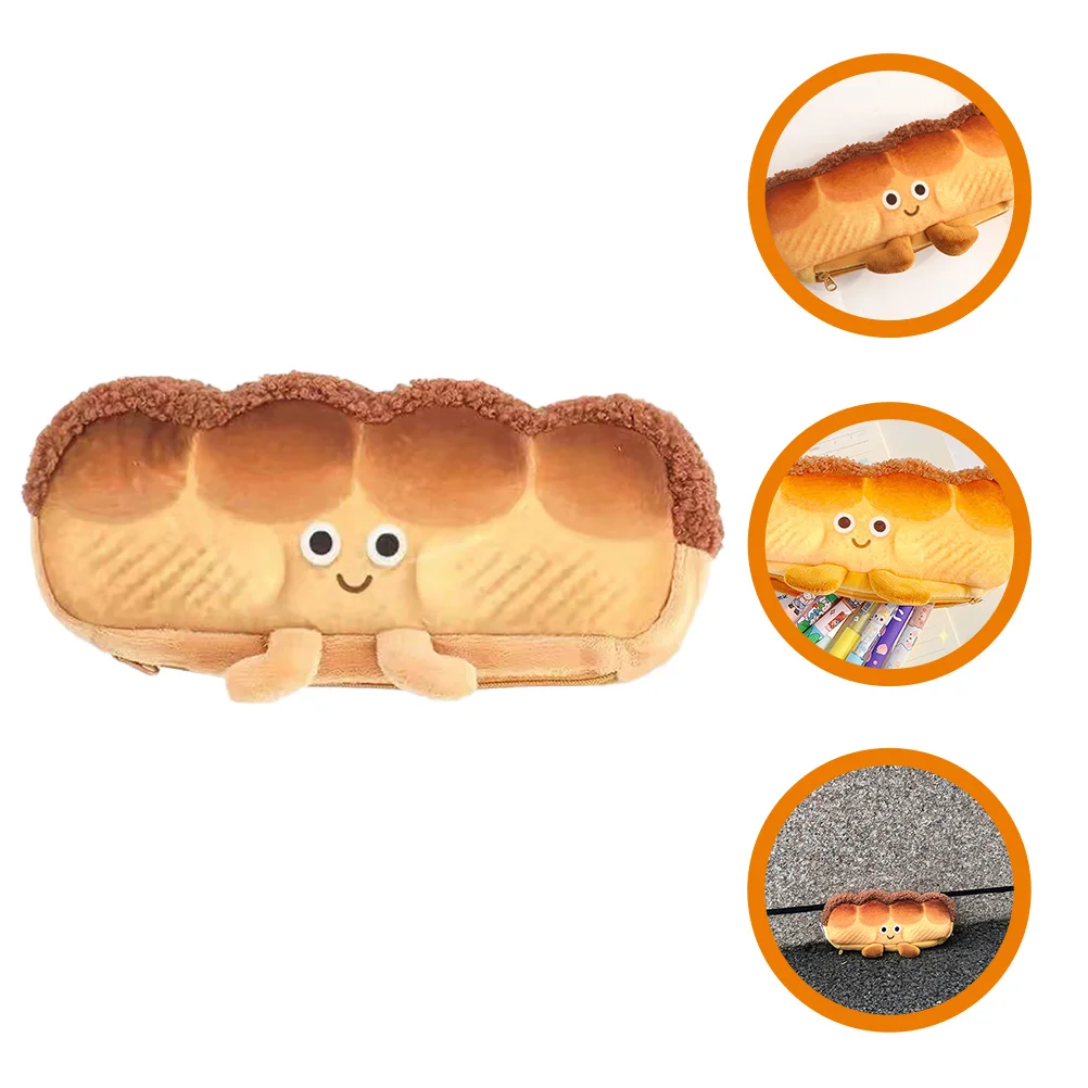 Pencil Case for Kids Cartoon Bread Pencil Bag Stationery Bag Students Pen Bag Multi-function Pencil Bag