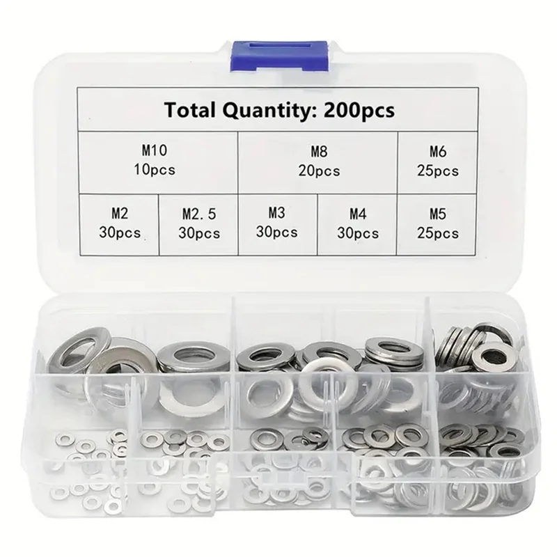 

ABKW-Thin Smooth Metal Gasket Washer Kit Stainless Steel M2-M10 Plain Snap Washer M2 M5 M8 M10 Screw Flat Washer Ring