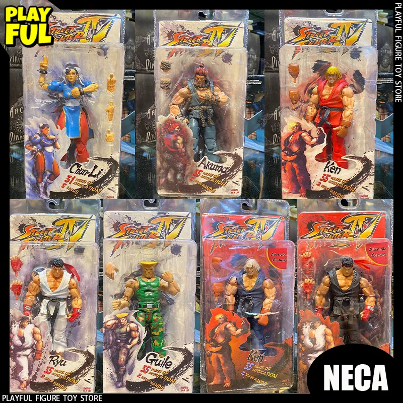 In Stock Original Neca Street Fighter 4 Anime Figure Chun Li Ryu Guile Ken Masters Gouki Action Figure Peripheral Toy Kid Gift