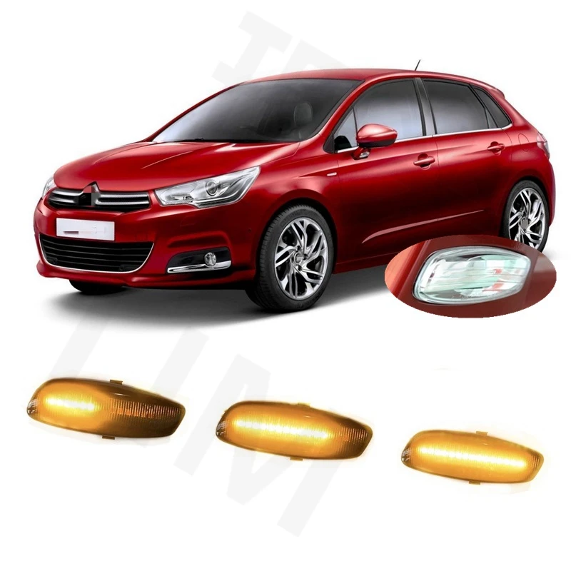 for Citroen C4 MK1 MK2 Picasso 2006 2007 2008 2009 2010 2011 2012 2013 2014 2015 2016 Sequential LED Side Marker Signal Lamp