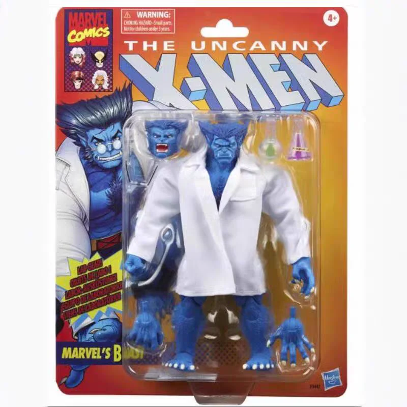 Genuine Marvel Legends Series X-Men Beast Retro Hanging Card 6-Inch Anime Action Figure Model Kids Xmas Toy Birthday Gifts