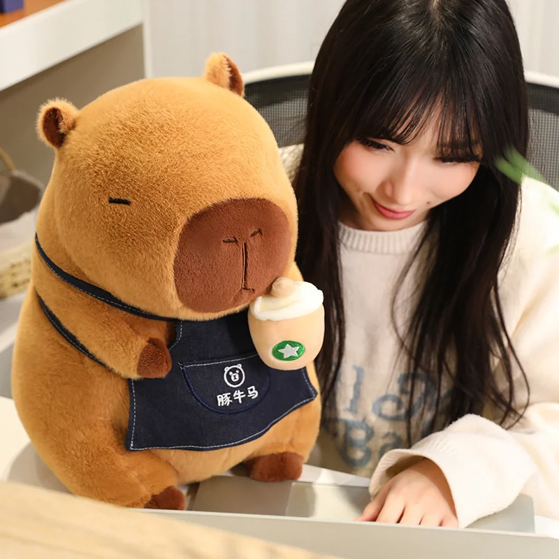 

New Kawaii Cartoon Anime Milk Capybara Plush Toy Soft Stuffed Best Gift Lovely Capybara Doll Party Decor