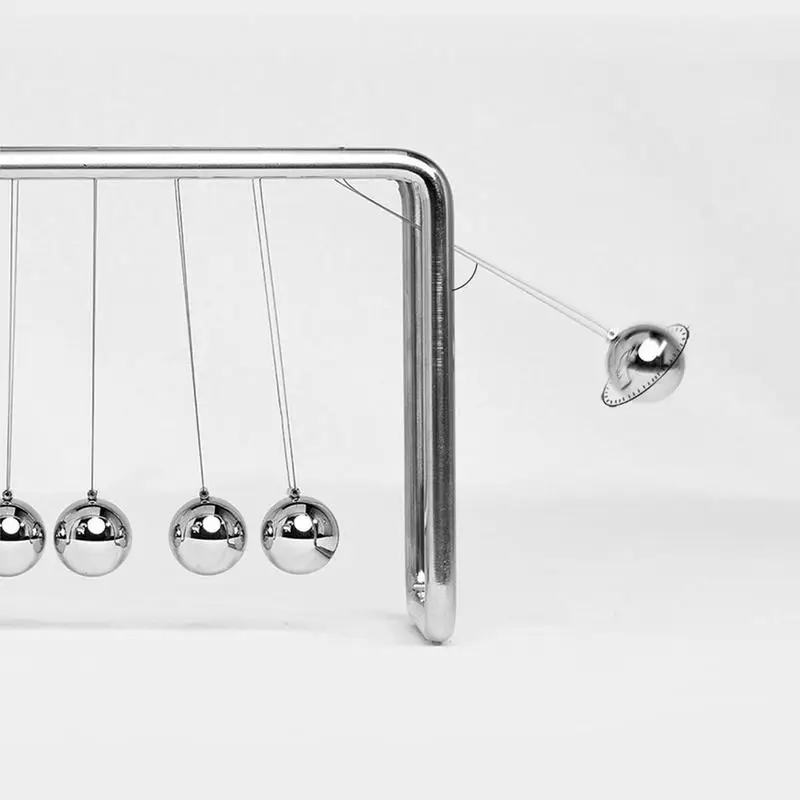 Newton's Cradle Bumper Ball Pool Ball Laws of Physics Stress Relief Pendulum 7 Beads Full Metal Frame Newton Pendulum Balls