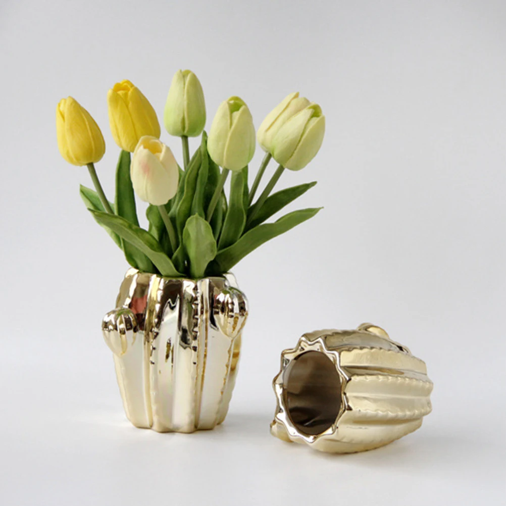 

Cactus Shape Ceramic Vase Modern Small Flower Vase for Home Office Decor Tabletop Centerpiece Pen Holder Dried Artificial