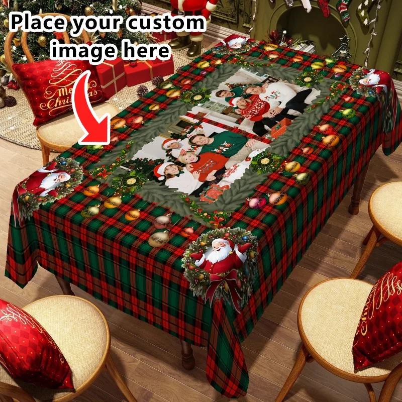 Custom Christmas Rectangle Tablecloth, Custom Photo Tablecloth For New Year Party And Dinner Christmas Table Decor Tablecloth