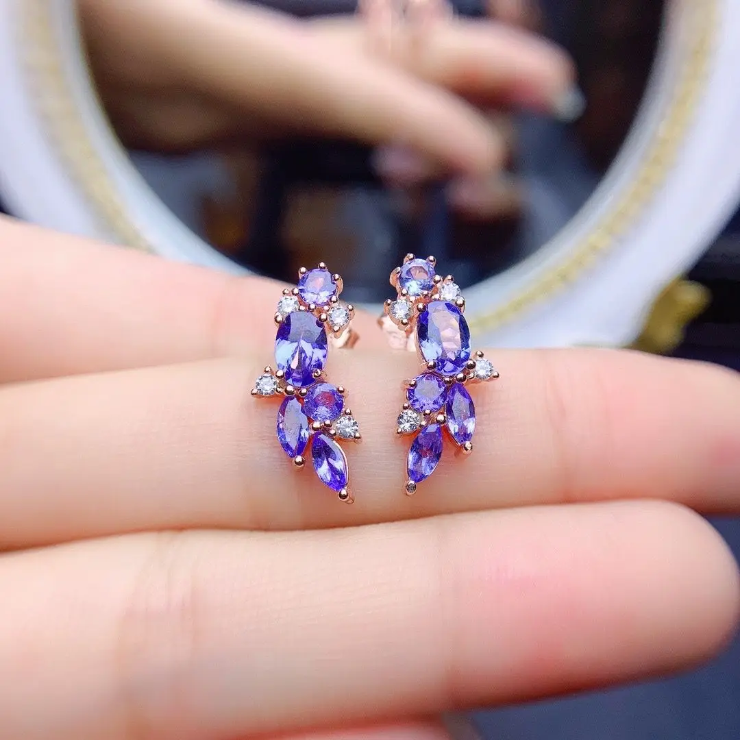 

Best Seller ZECAA Tanzanite Jewelry Tanzanite Drop Earrings With Natural Tanzanite Gemstone 4*6mm Woman Tanzanite Drop Earrings