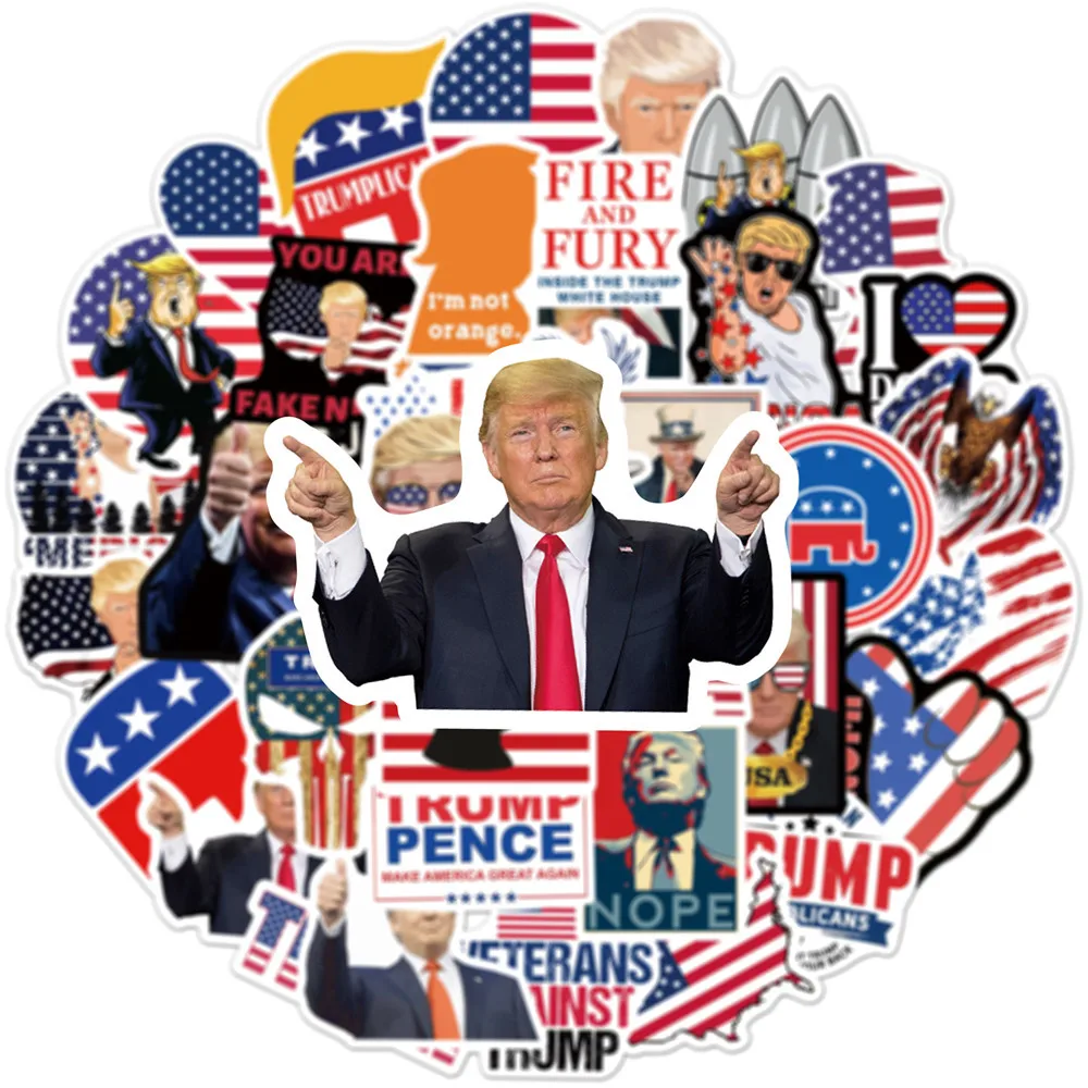 50pcs Donald Trump Fashion Classic Graffiti Stickers Car Skateboard Trolley Case Notebook Phone Decorate Sticke Gifts