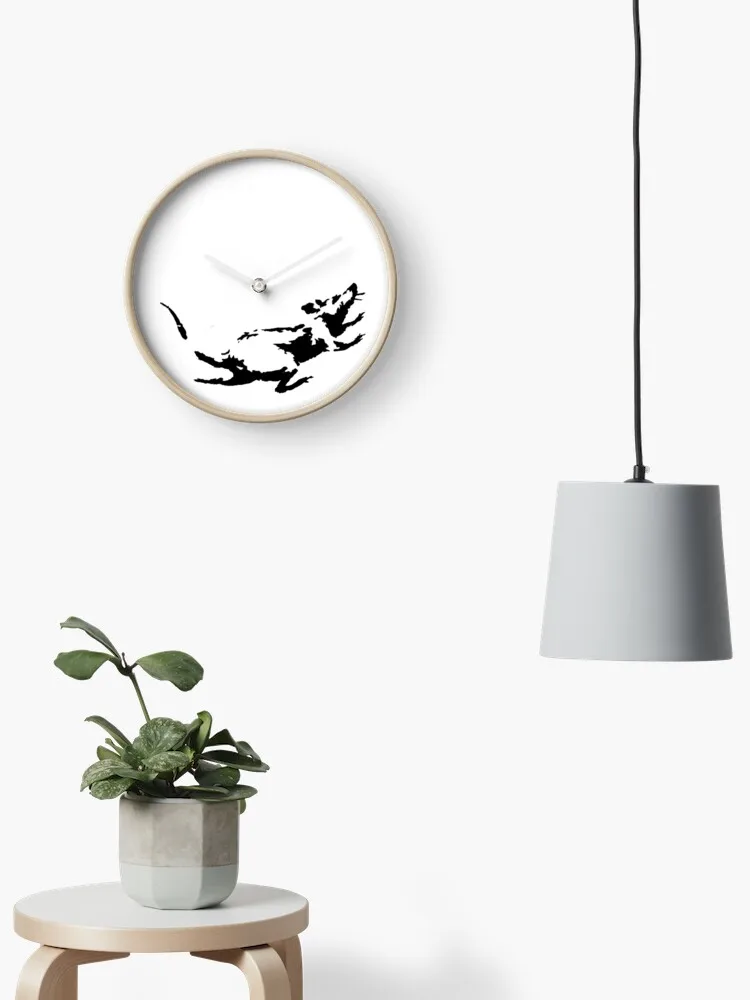 

Banksy Rat Running in a Clock Wall Clock Modern 3D for Home Office Hotel Restaurant School Decoration