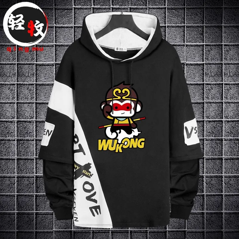 

Повседневная толстовка с длинными рукавами, молодежная, модная, с принтом, удобная, свободного кроя, осенне-зимняя мужская одежда для дома и отдыха, стильная...