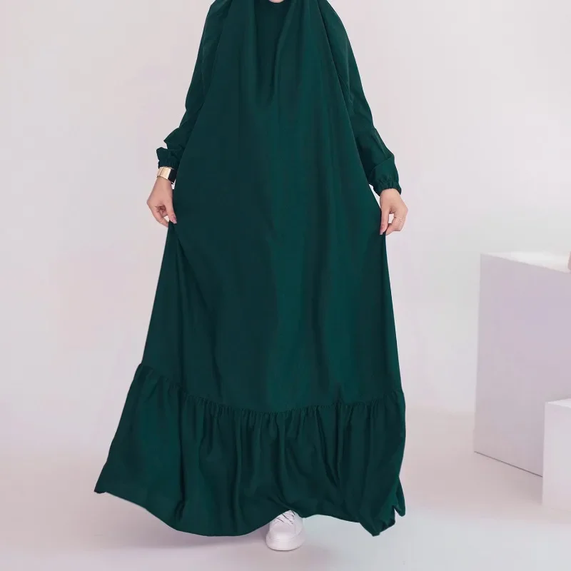 Robe abaya pour le ramadan islamique, robe monochrome pour femmes, robe longue décontractée et chaude, vêtements d'automne et d'hiver, 2021