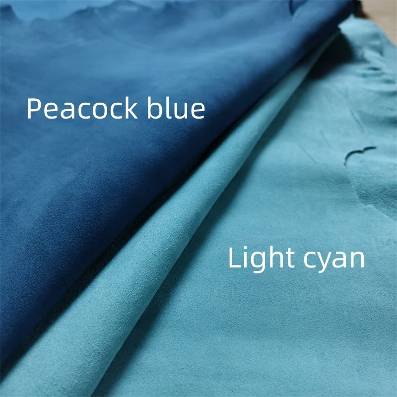 0.6/0.9mm Peacock Blue.Light Cyan Sheepskin.First Layer Leather.Real Leather Fabric.Handmade DIY Shoes. Inside. Whole Sheepskin