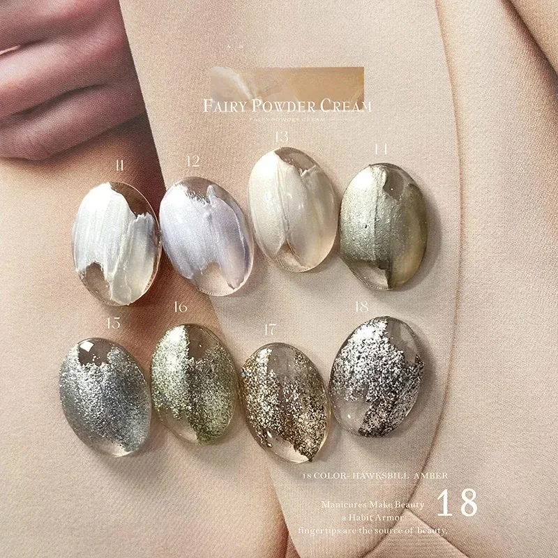 Hot DIY 3g x 9colors เล็บ Bling สี Fairy Powder ครีมสําหรับเล็บมืออาชีพตกแต่งเล็บวาง pigment