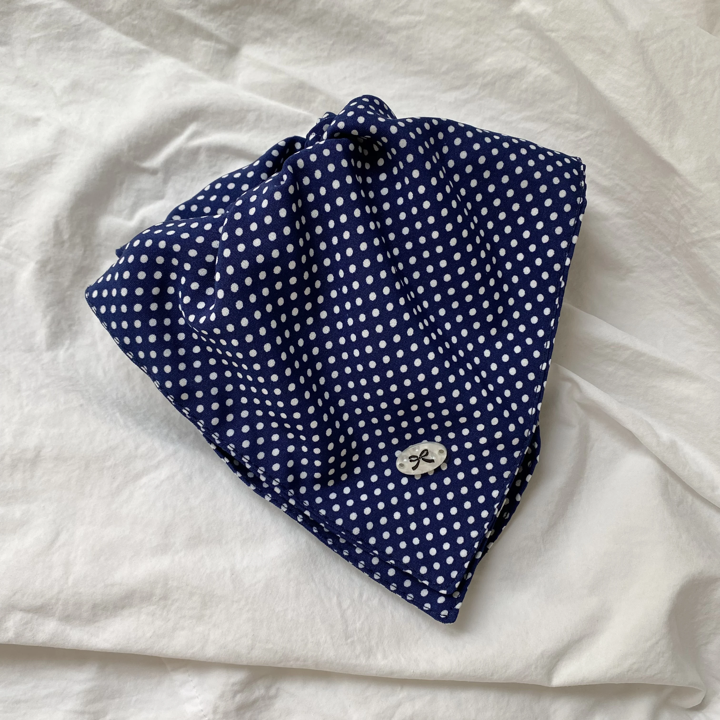 1 قطعة نمط Preppy الأزرق الداكن البولكا نقطة توك شعر ، كبير مربع وشاح الشعر التعادل ، لطيف كلية مستوحاة إكسسوارات الشعر للنساء