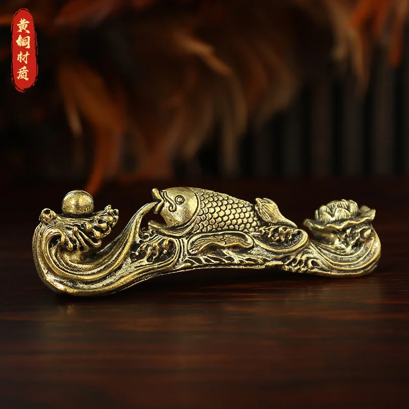 Brass Home Decor Ornament, Year of Abundance Ruyi, Office Table Tea Pet, Handheld Item