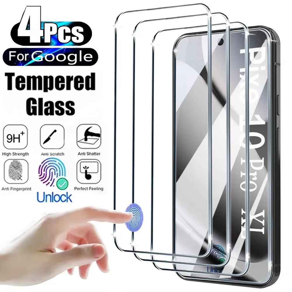 1-4 Stück für Google Pixel 10 9 Pro XL HD Displayschutzfolie aus gehärtetem Glas für Google Pixel 10 9 Pro 9A Fingerabdruck-Entsperrschutz