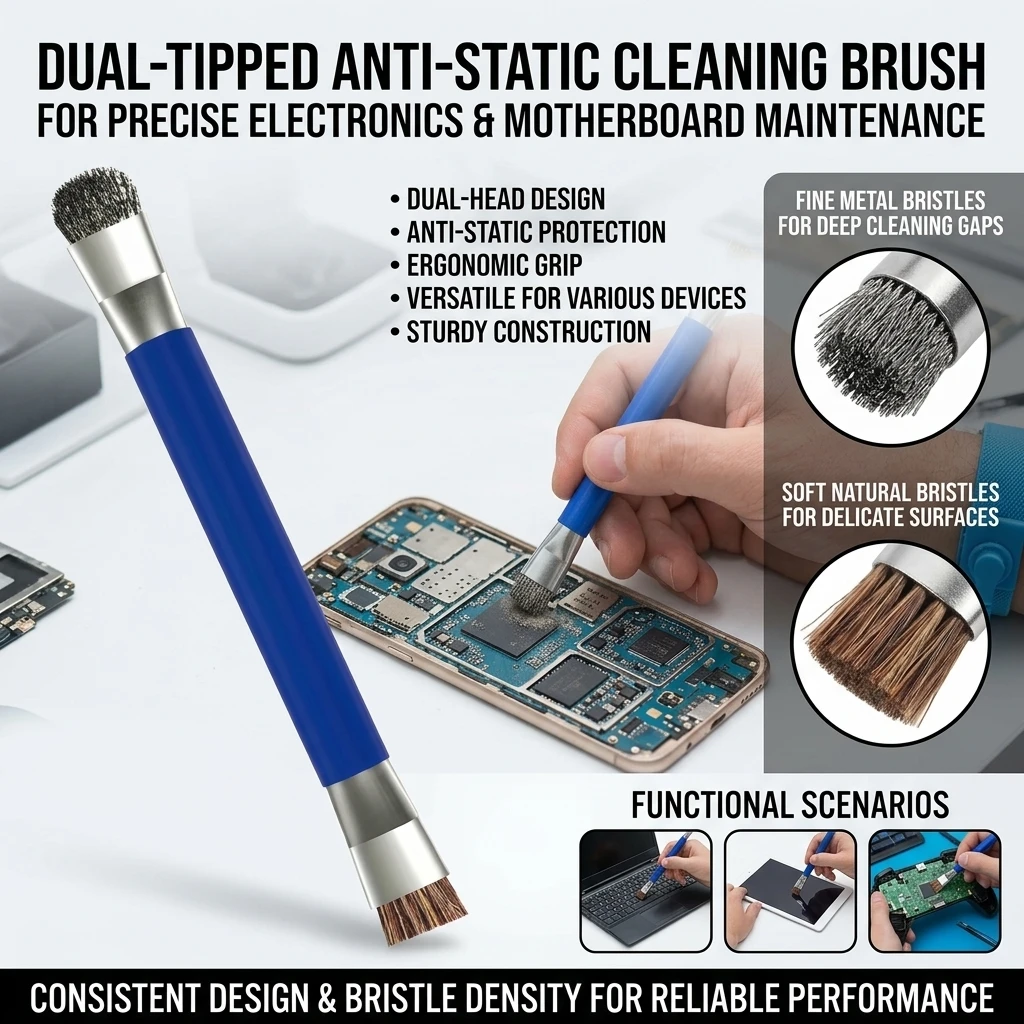Dual Head Anti Static Cleaning Brush for Solder Joint and Interface Dust Removal in Mobile Phone Computer Mainboard PCB Repair