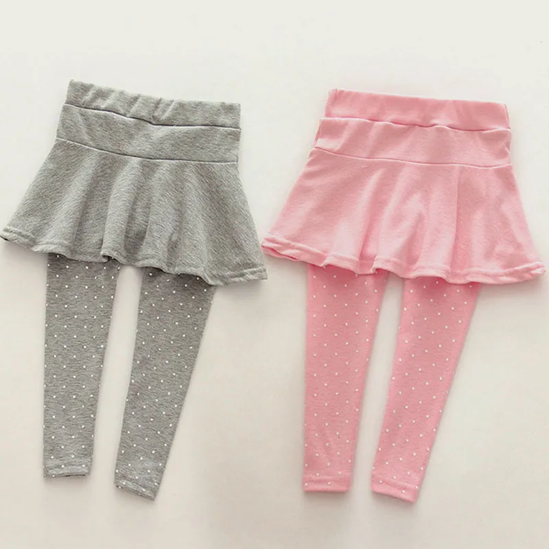 Girls Skirt Pants Skirt-pants Children Kids Trousers Leggings Pants Cotton Legging with Skirt Autumn Winter Polka Dot Cake Skirt