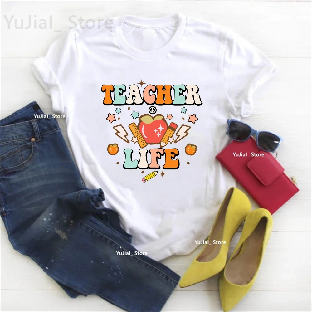 Inspirational Teacher Women Shirts Teach Love Inspire Shirt Back To School Tee Teacher Appreciation Tshirts  Casual Tops