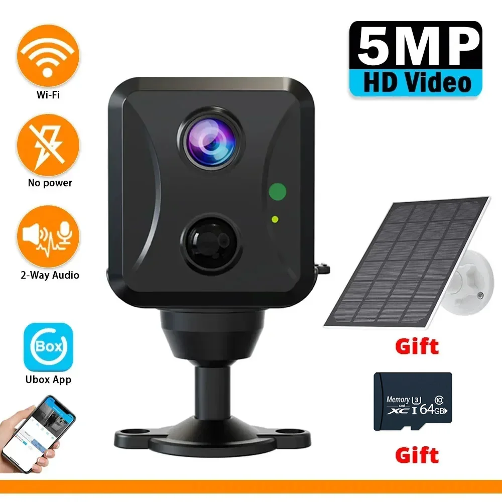 

64G Ubox Mini 4G Security Camera SIM Card or Wifi 5MP Survalance IP Camera 3000 mAh Battery Low Power Voice Intercom CCTV Camera