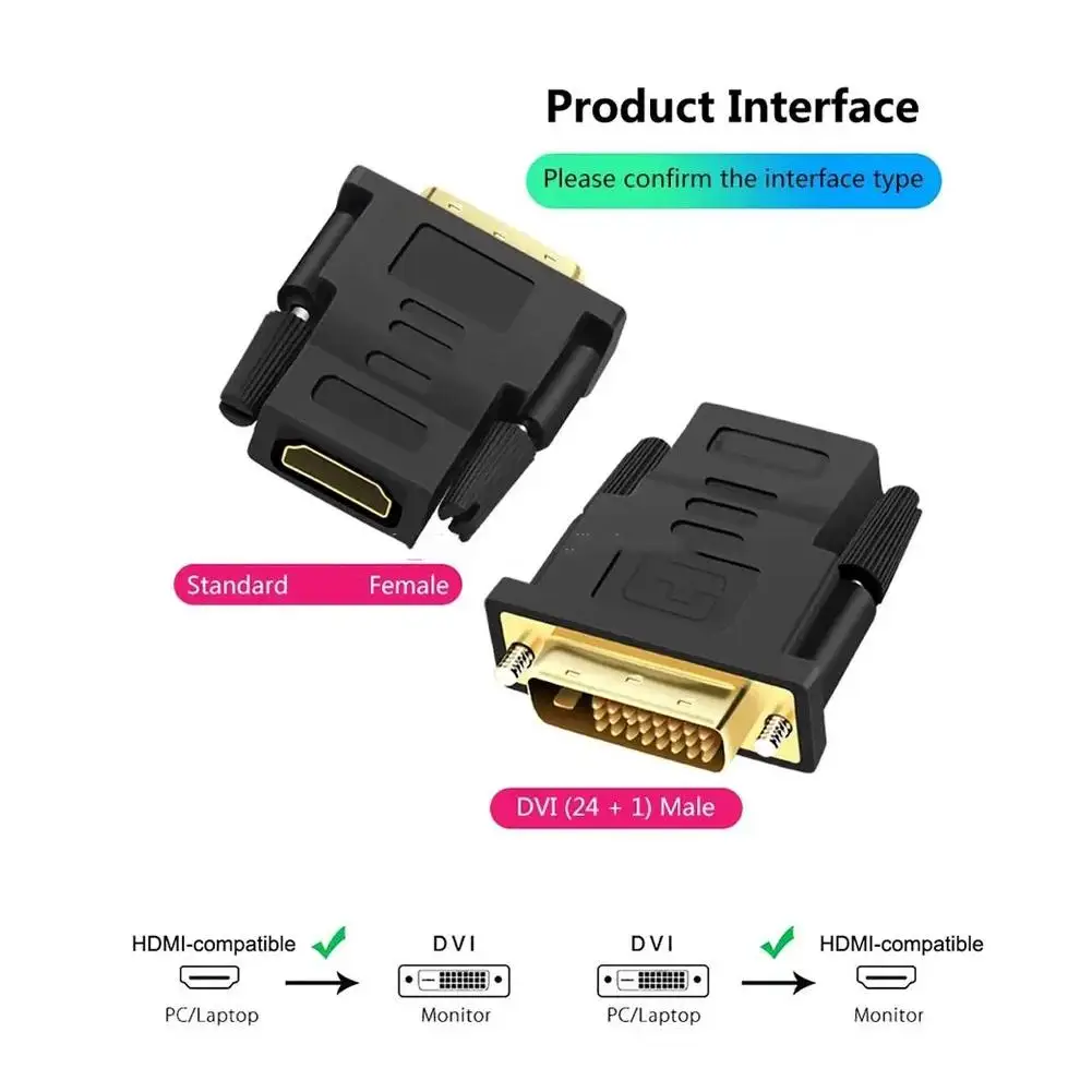 1080P Man Naar Vrouw-Compatibel Met Dvi Bi-Directionele Adapter Voor Pc Tv Box Projector Laptop /4 Switch Dvi 24 + 1 Tot L8n6