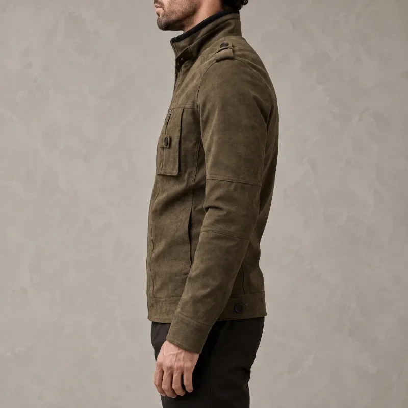 2026 Men's Utility Jacket Stand Collar Multi Pocket Full Zip Shoulder Epaulets Chest Pockets Long Sleeve Regular Fit Casual