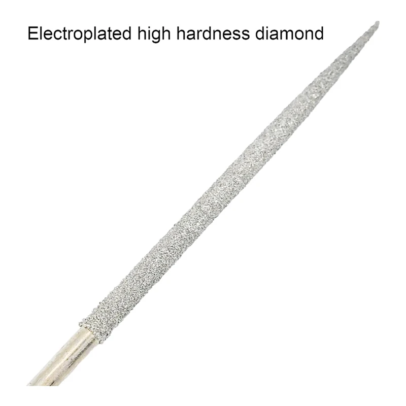 10Pcs Round Diamond Needles File, 3Mm X 140Mm Round Diamond Needle File Set For Metal Stone Wood Glass Grinding