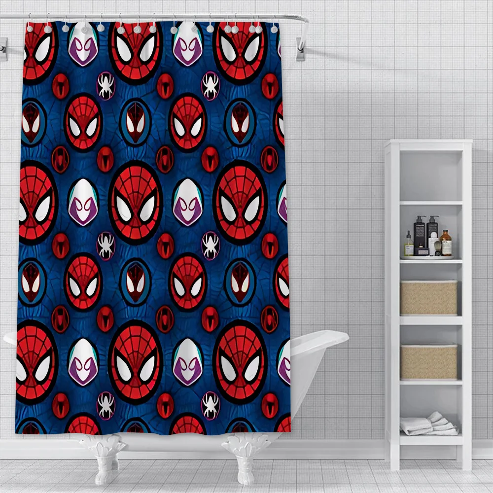 Hot Super H-hero Spider-Man Shower Curtain Waterproof Polyester Fabric Paint Bath Curtain Home Bathroom Decor Curtain With Hook