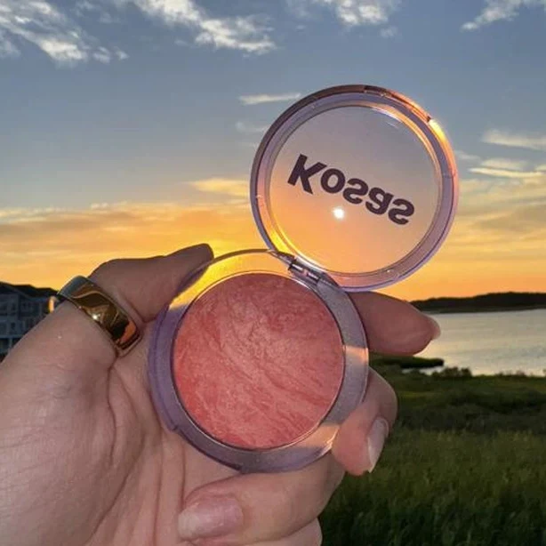 KOSAS Marble Baked Blush Powder Swirl Texture Face Blush Natural Long Lasting Matte Shimmer Cheek Makeup Cosmetic Rouge Blusher