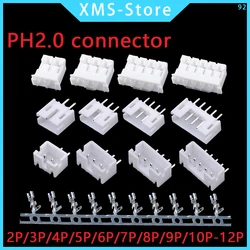 JST PH2.0 2/3/4/5 Pin Terminals Plastic Shell Male Plug + Female Socket Wire Connector PH2.0 2P 3P 4P 5P 6P 7P 8P 9P 10P 12P