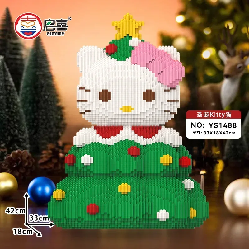 Kawaii Hello Kitty Magic Building Block Squirtle Nick Doraemon Snake Lion Luffy Model Assembled Bricks Figure Toy for Home Decor