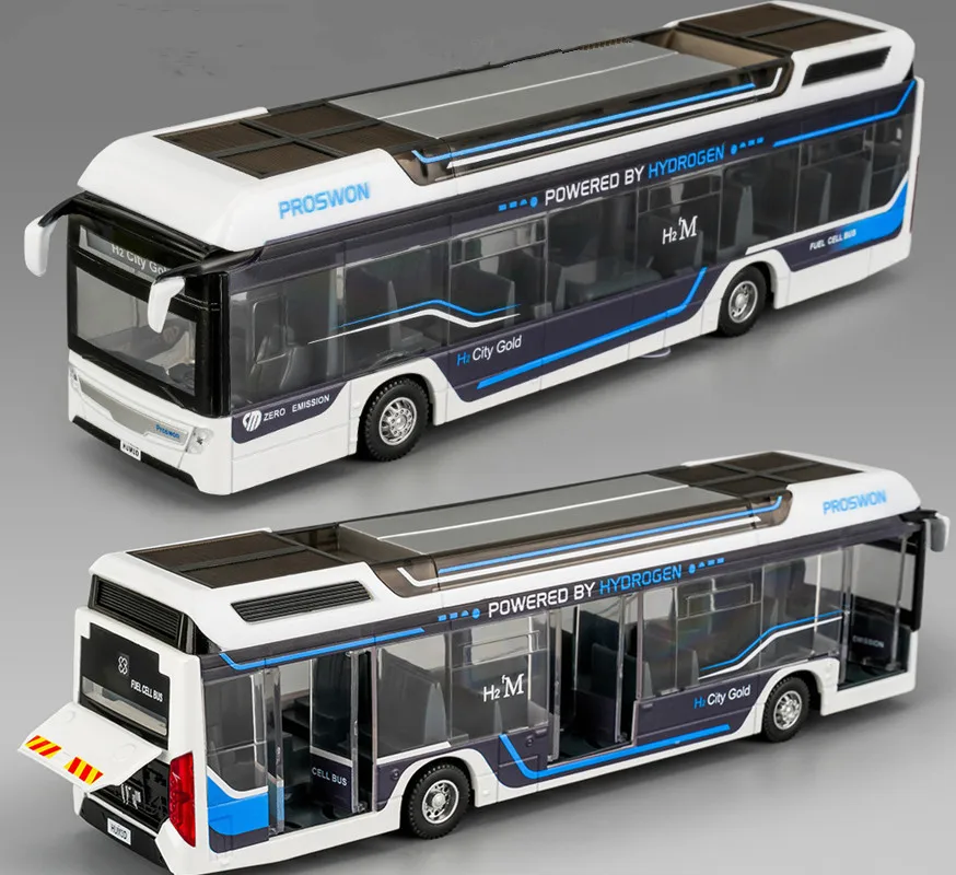 1: 32 alliage retirer nouveau modèle de bus énergétique, voiture jouet de bus électrique de ville de simulation, vente en gros