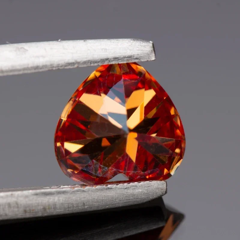 

NEW Moissanite Stone Heart Cut Garnet Color Extremely Shiny DIY Charms Ring Necklace Earrings Materials Certificate