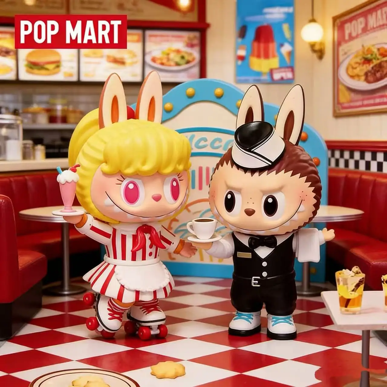 

POP MART LABUBU THE MONSTERS Cafeteria Series Blind Box Toy Figurine Home Decor Desktop Ornament Mystery Guess Bag Genuine