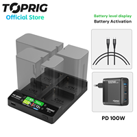 Toprig 4ch NP-F Fast Charger Type-C PD 100W with LCD Display for Sony NP-F970, NP-F550 NPF Battery Activation