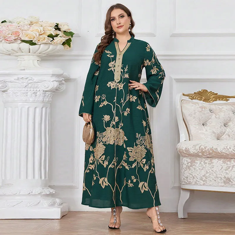 Plus Size Print Abayas for Women Muslim Maxi Dress Turkey Kaftan Eid Djellaba Islam Clothing Robe Caftan Marocain Femme Gown New