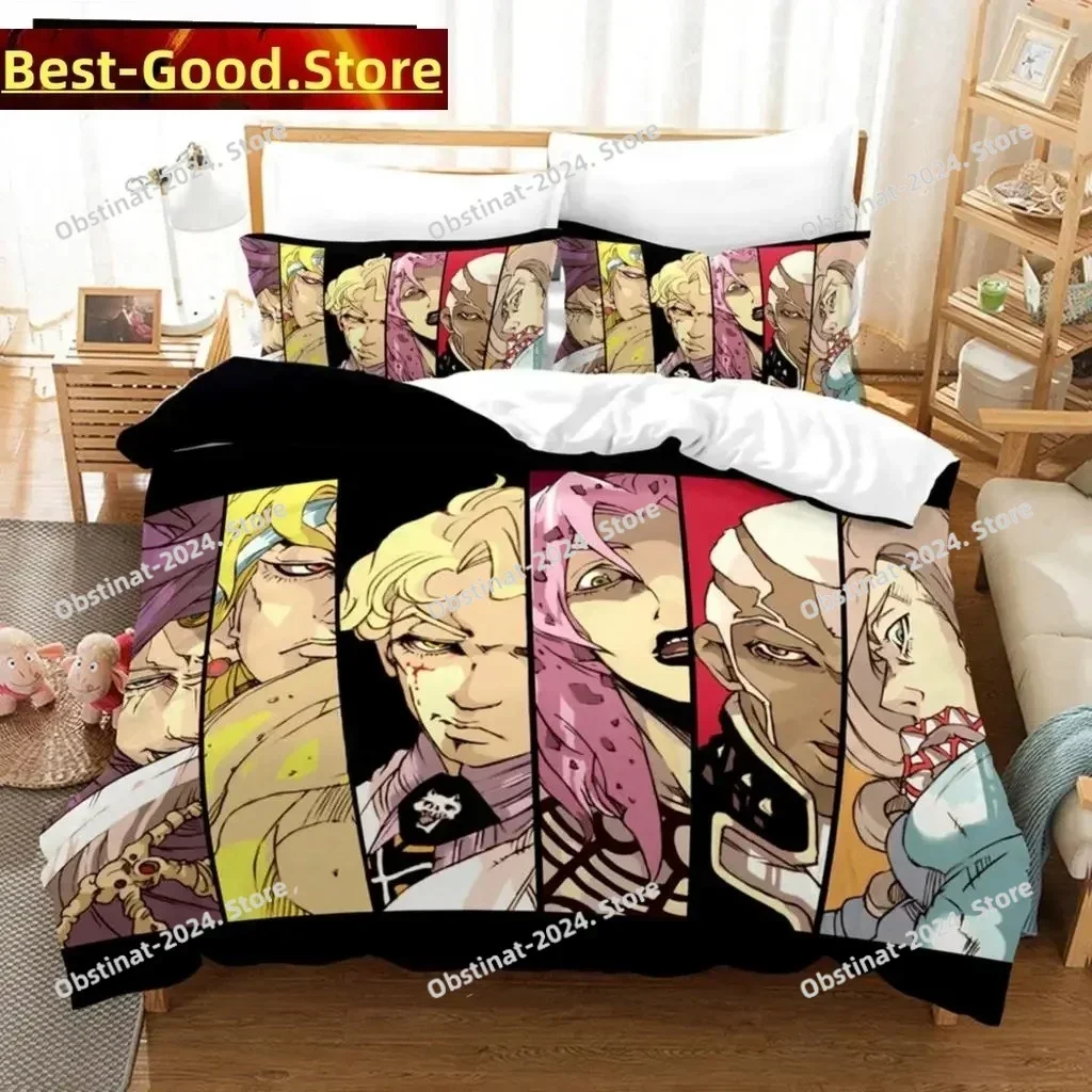 3D Anime JoJo Bizarre Adventure Jotaro Kujo Bedding Set Printed Comforter Duvet Cover Pillow Case 3 Pieces Sets Kids Adult Size