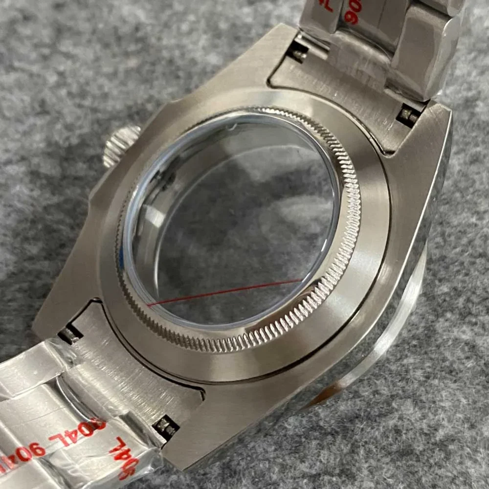 Nh35 Case 40Mm Horloge Set Saffier Kristallen Stalen Band + Keramiek Bezel Vervanging Accessoires Voor Nh35a/Nh36 Beweging