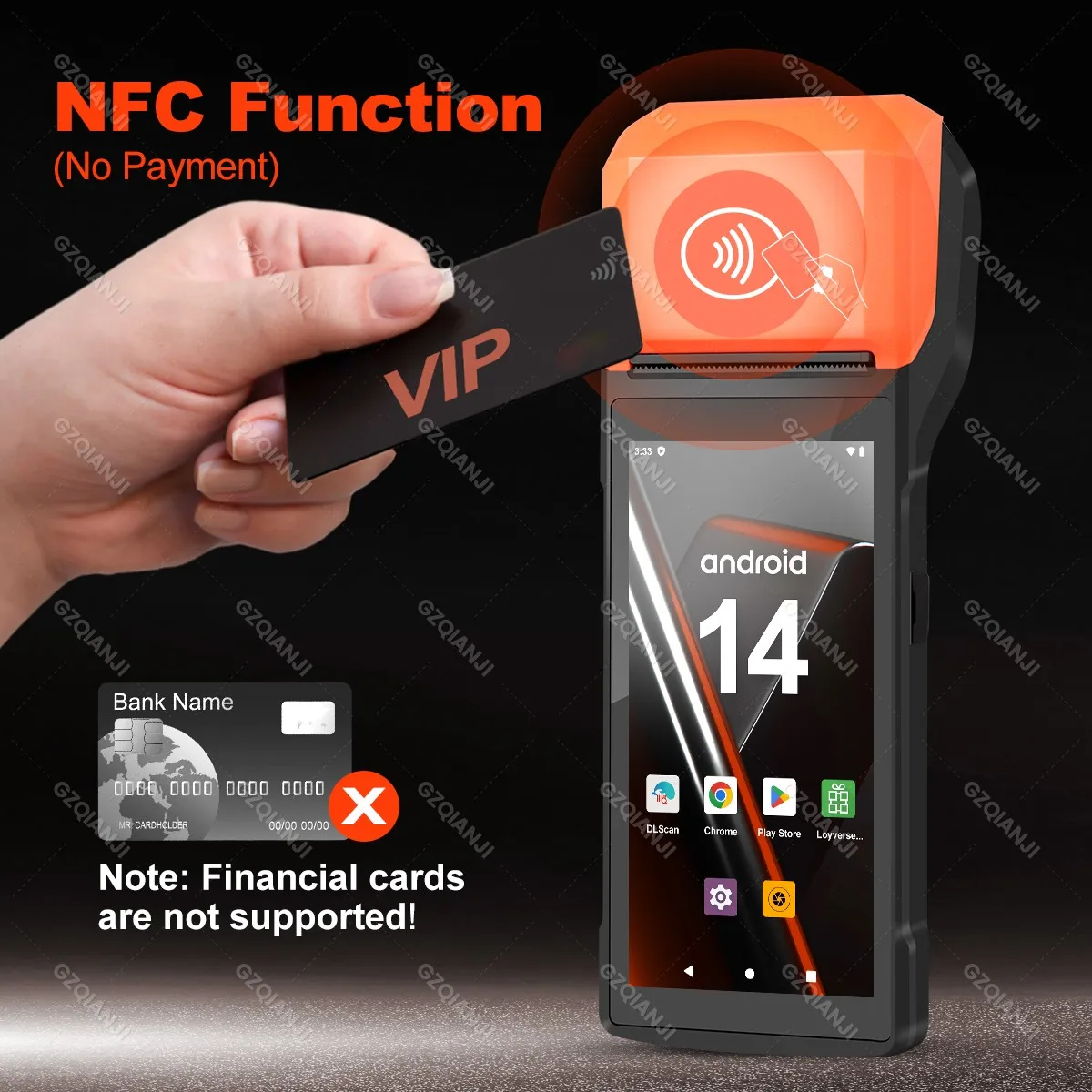 New 4G Wireless Wifi Handheld PDA Printers Android 8.1 13 POS Terminal Touch Screen Built-in 2D Barcode Scanner NFC Card Reader