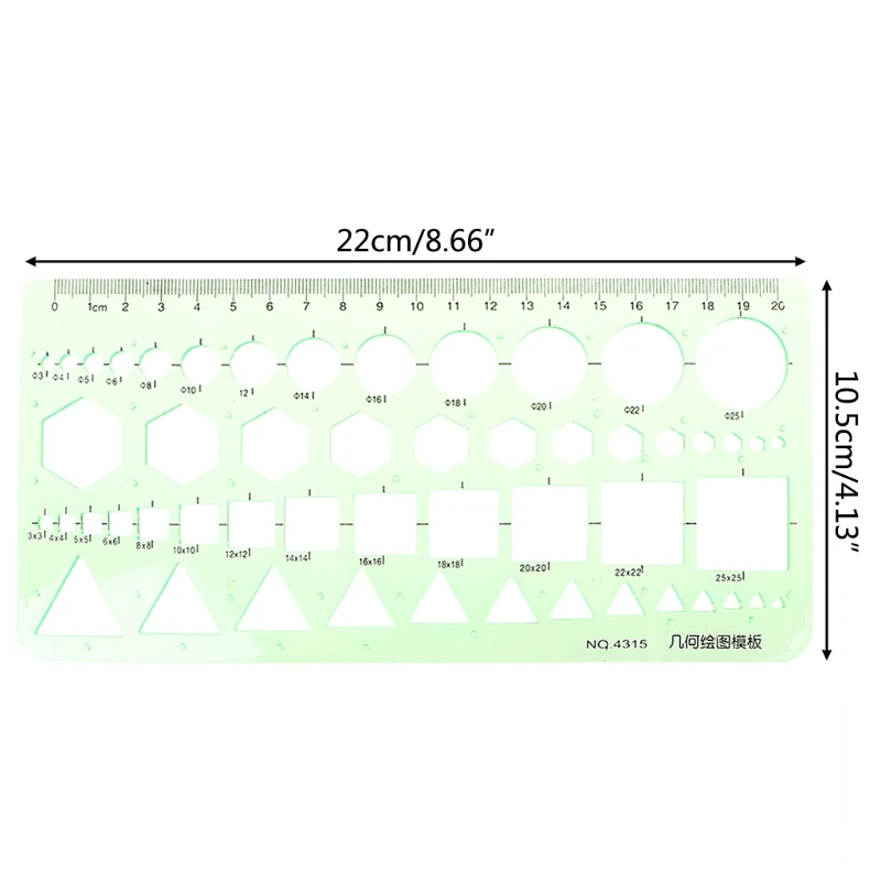 Geometric Plastic Circles Squares Hexagons for Triangle Template Ruler Drawing T 594A