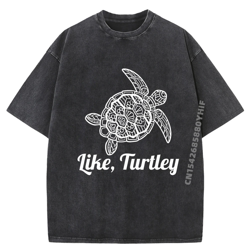 

Like Turtley Reptile Cute Tortoise Wildlife Wholesale Tshirts 100 Pcs Printed T-Shirt Mens Retro Washed Clothes